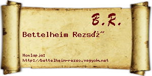 Bettelheim Rezső névjegykártya
